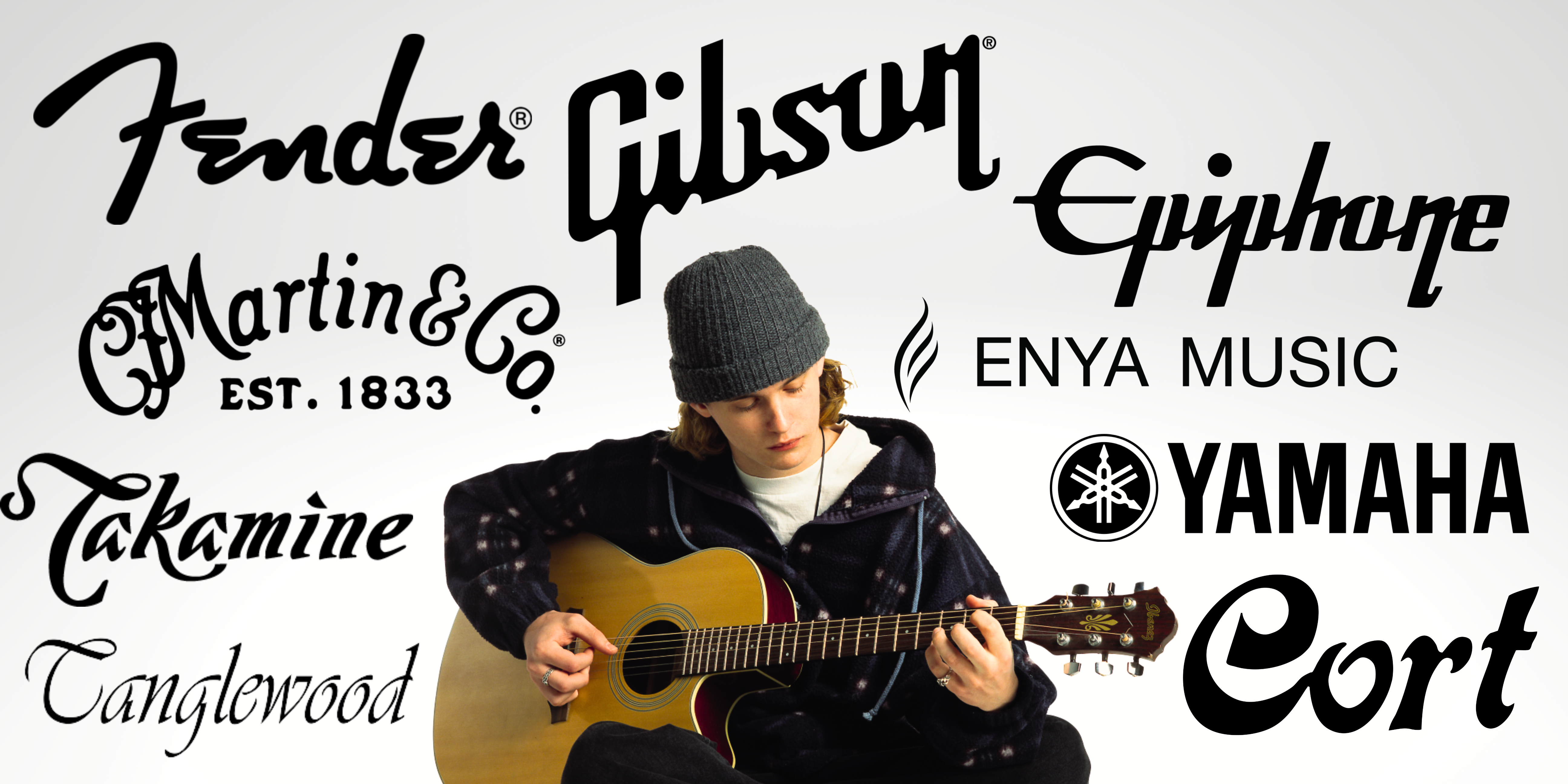 Acoustic guitar top 10 brand Epiphone Fender Taylor Takamine Martin Enya Yamaha Tanglewood Cort Gibson