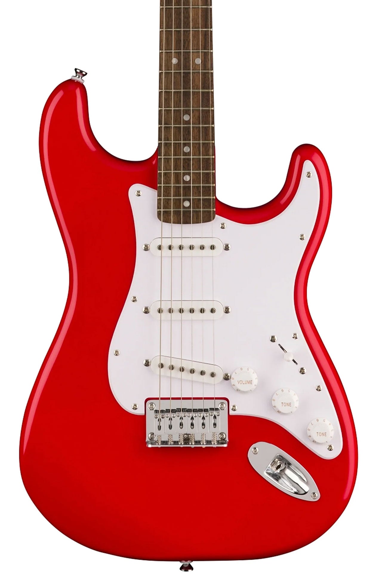 Squier Sonic Stratocaster HT Electric Guitar Bundle w/White Pickguard, Laurel FB, Torino Red