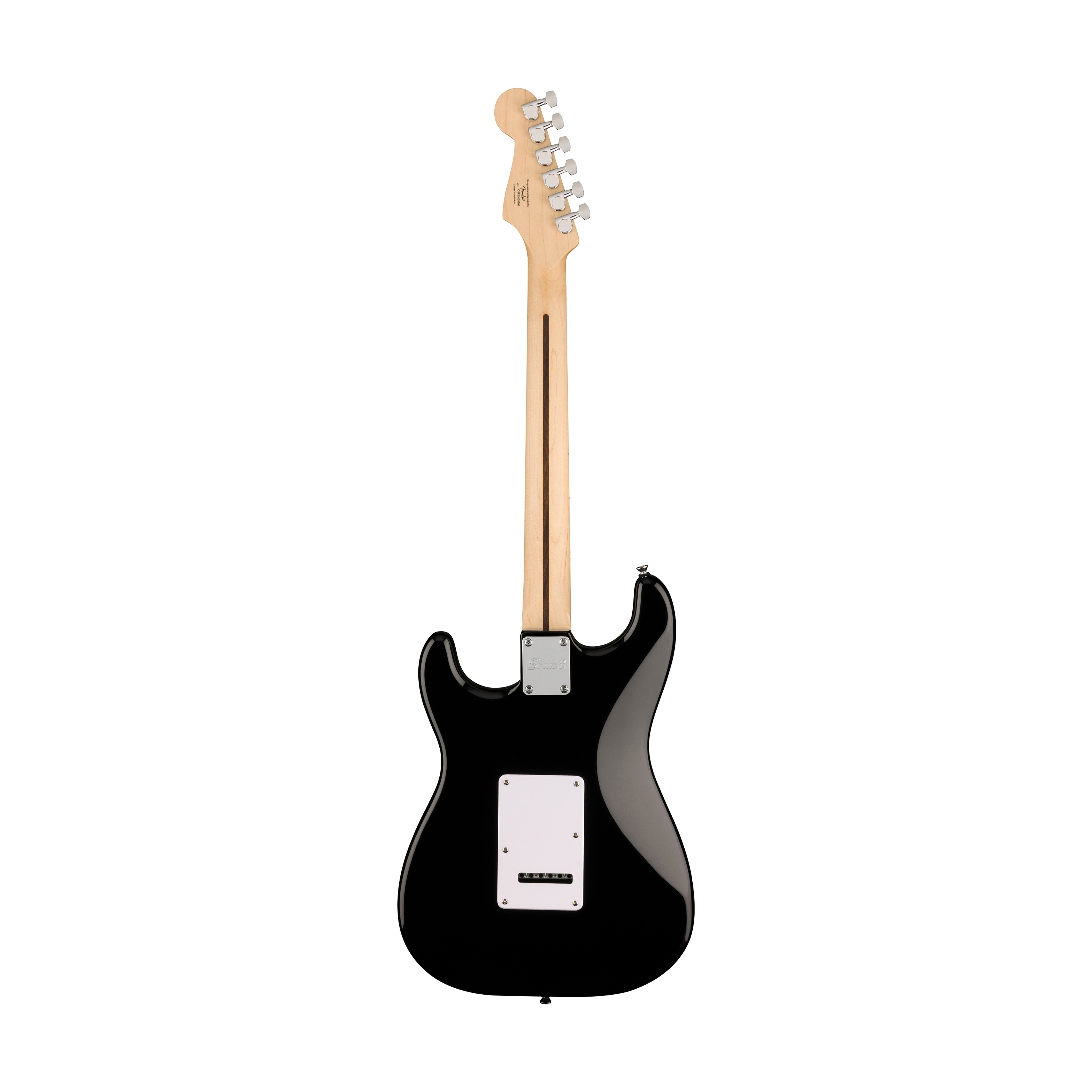 Squier Sonic Stratocaster Electric Guitar Bundle w/White Pickguard, Maple FB, Black