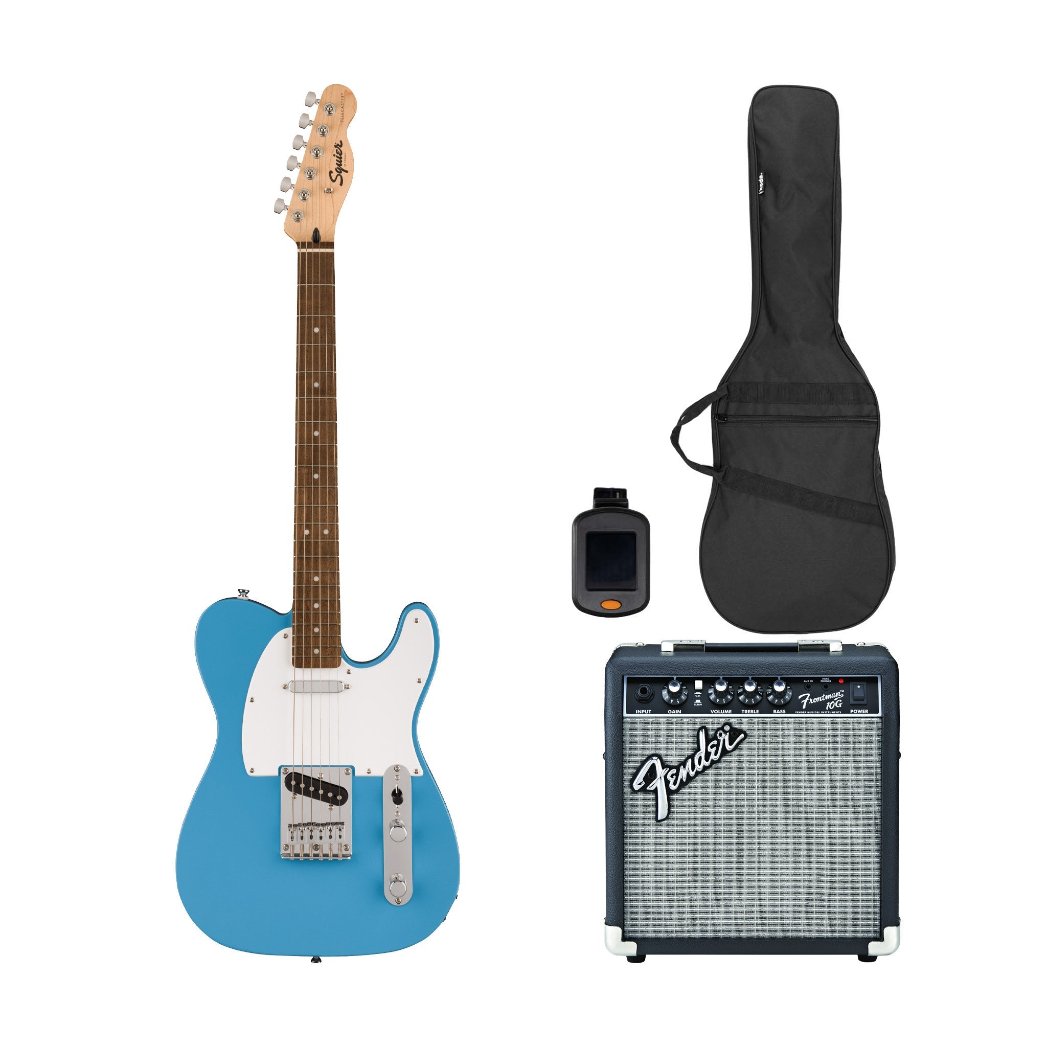 Squier Sonic Telecaster Electric Guitar Bundle w/White Pickguard, Laurel FB, California Blue | Zoso Music Sdn Bhd