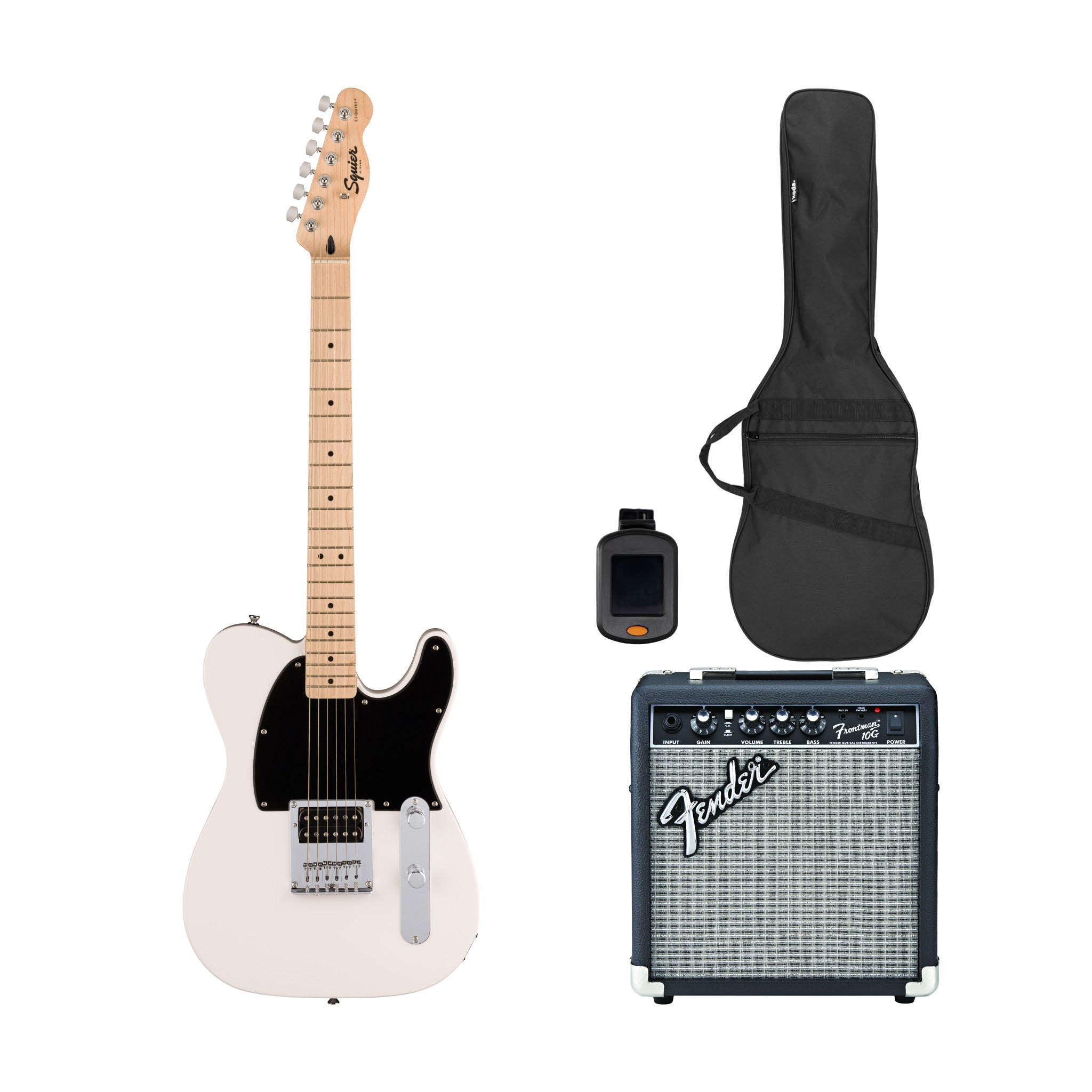 Squier Sonic Esquire H Electric Guitar Bundle w/Black Pickguard, Maple FB, Arctic White | Zoso Music Sdn Bhd