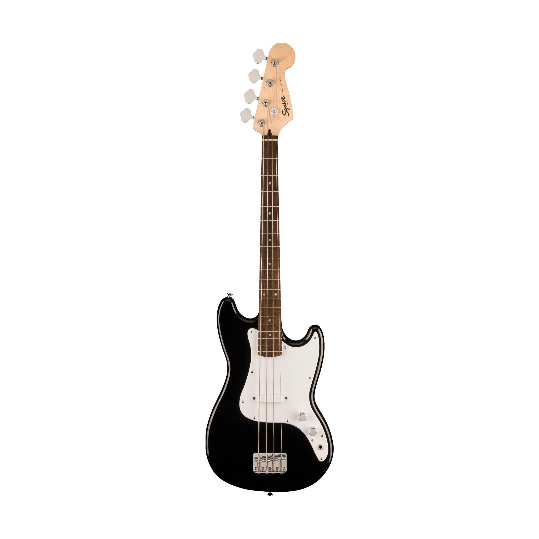 Squier Sonic Bronco Bass Guitar Bundle w/White Pickguard, Laurel FB, Black
