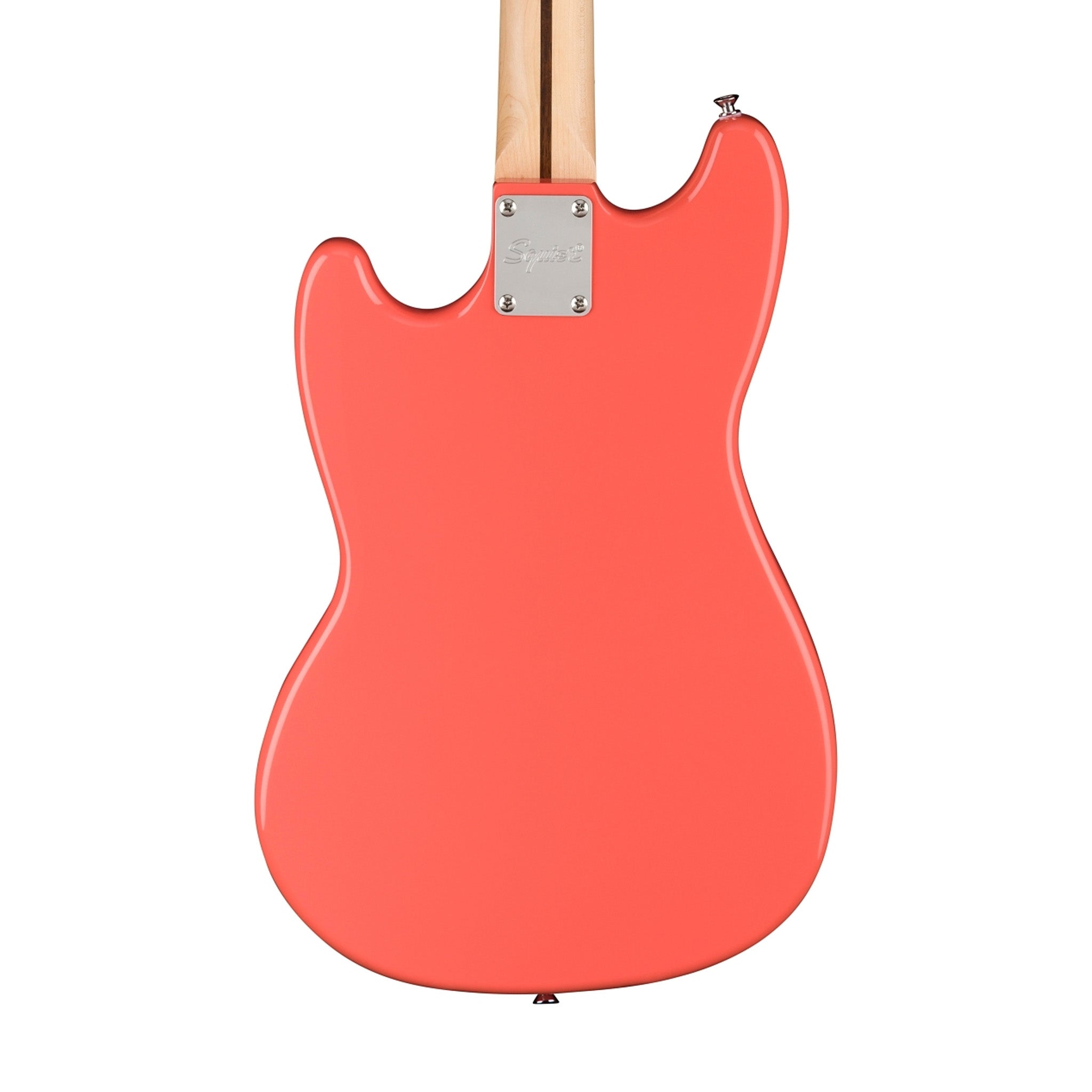 Squier Sonic Bronco Bass Guitar Bundle w/White Pickguard, Maple FB, Tahitian Coral