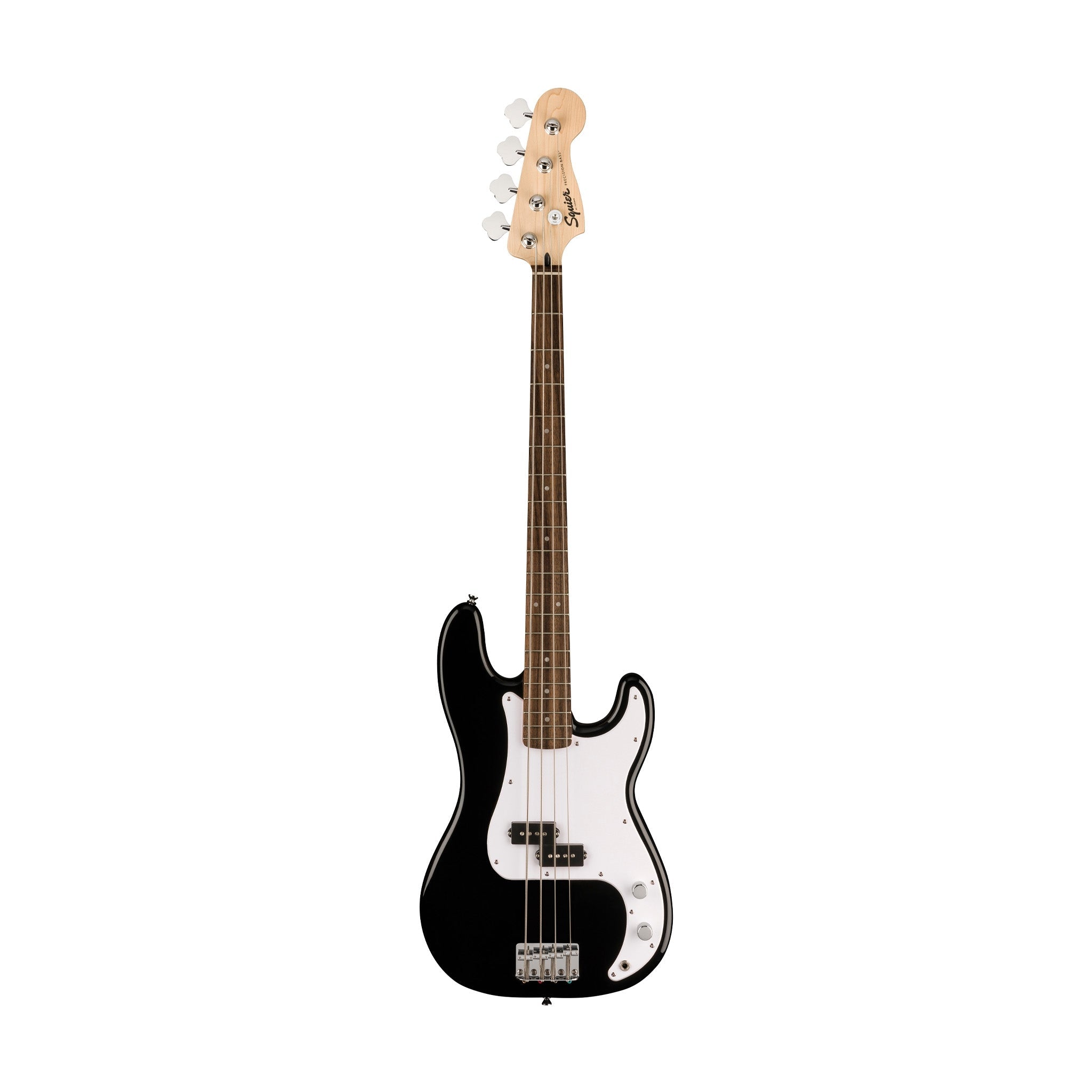 Squier Sonic Precision Bass Guitar Bundle w/White Pickguard, Laurel FB, Black